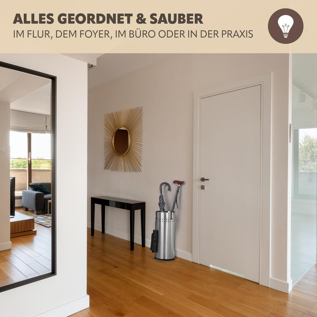 SCHIRMSTÄNDER, mit Abtropfschale, Edelstahl - Edelstahlfarben, Metall (22/50.5/22cm) - bremermann