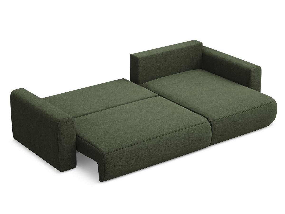 ECKSOFA mit Schlaffunktion Strukturstoff Stoff Grün - Schwarz/Olivgrün, Kunststoff/Textil (278/149cm) - Makamii