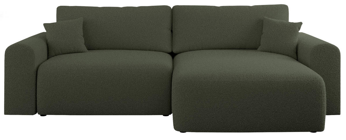 ECKSOFA NELSON Grün Boucle - Schwarz/Grün, Kunststoff/Textil (274/152cm) - MKS