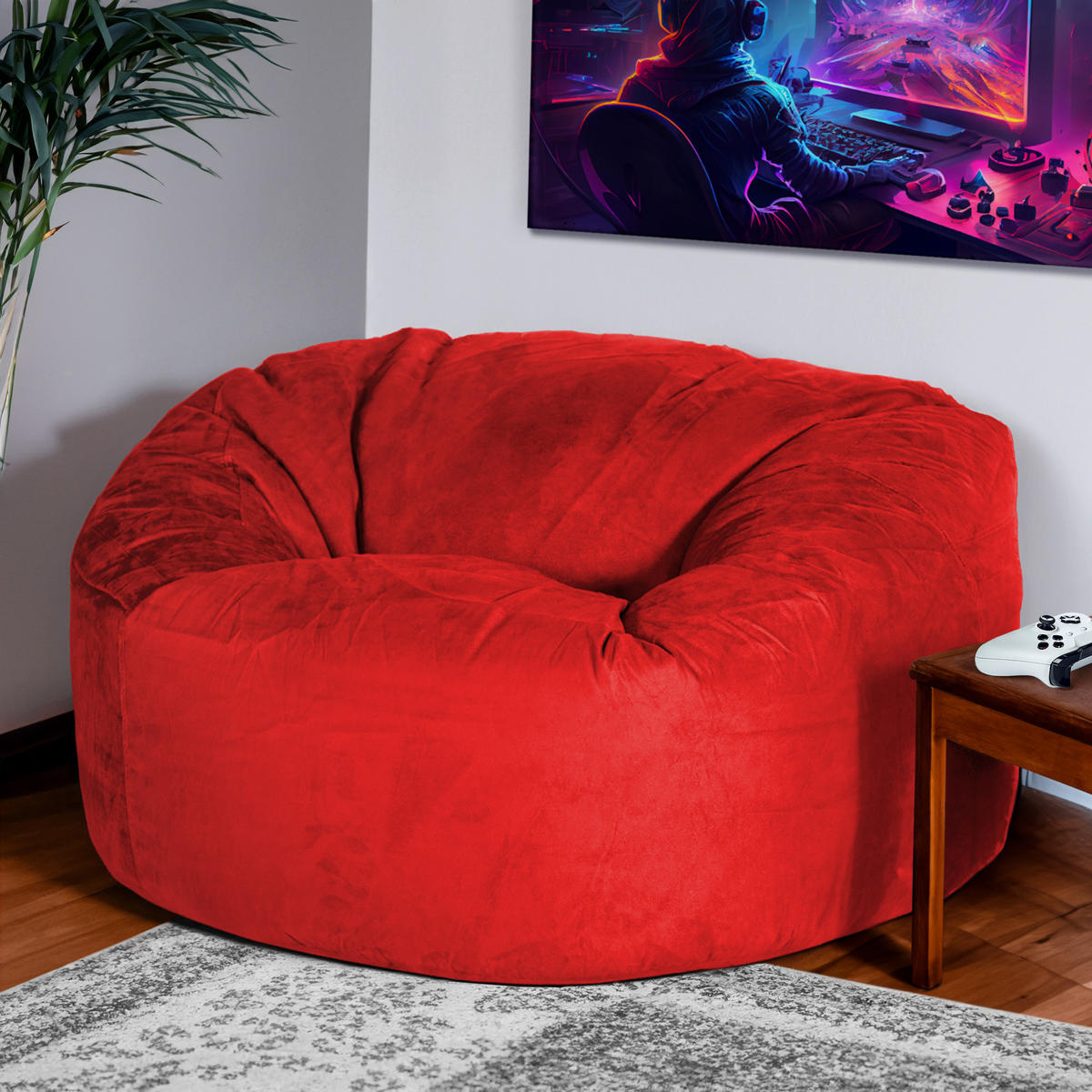RIESEN-SITZSACK XXL JUMBO Velours 5ft - Rot, Textil (150/120/150cm) - Green Bean