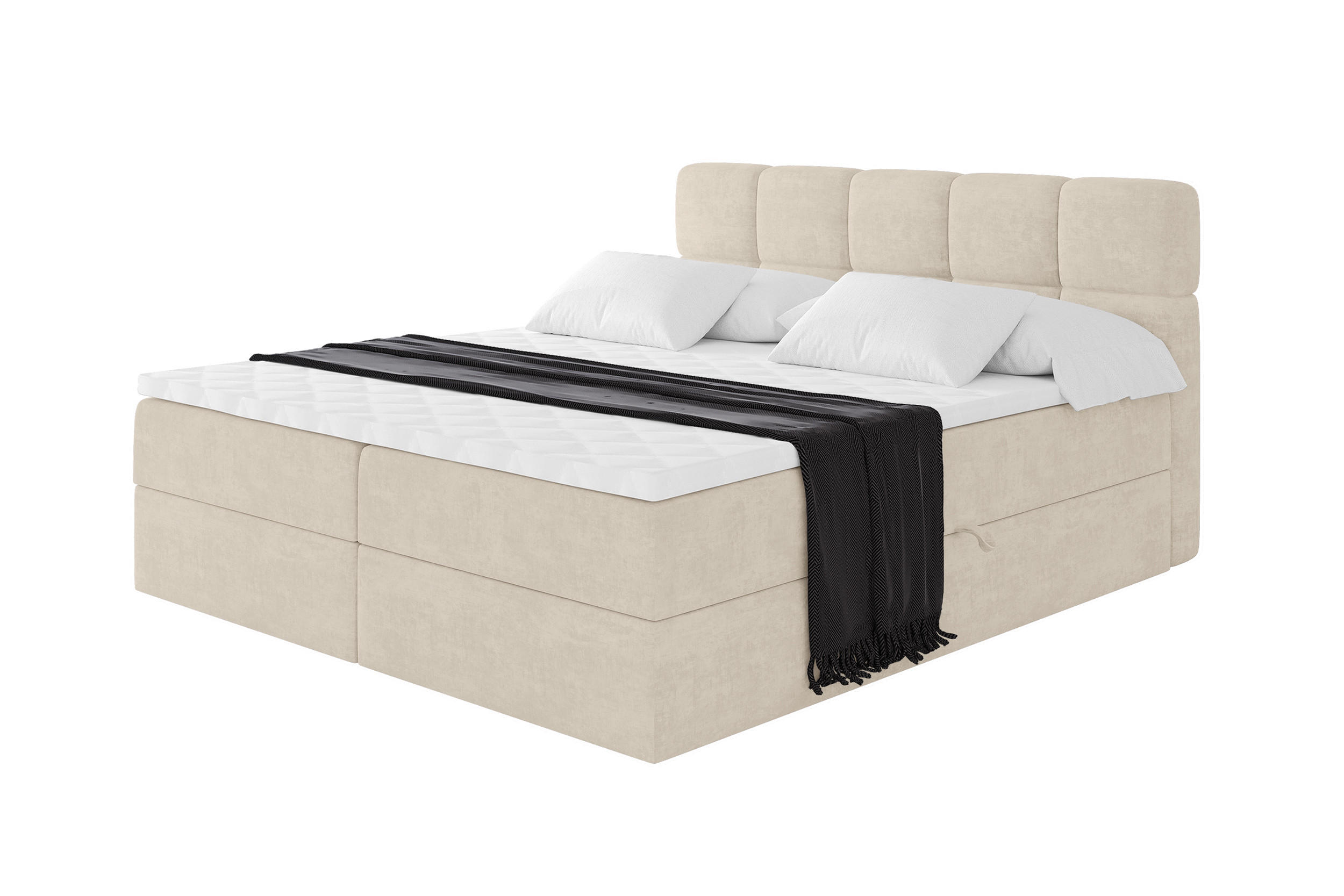 BOXBETT mit Matratze H4 - FAMA - 120x200 cm Beige Monolith - Sahara, Holzwerkstoff (120/200cm) - ALTDECOR