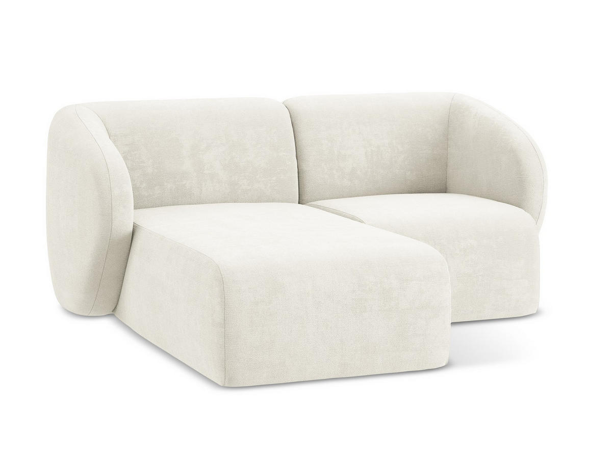 ECKSOFA Links Chenille Stoff Weiß - Schwarz/Weiß, Holzwerkstoff/Kunststoff (178/166cm) - Makamii