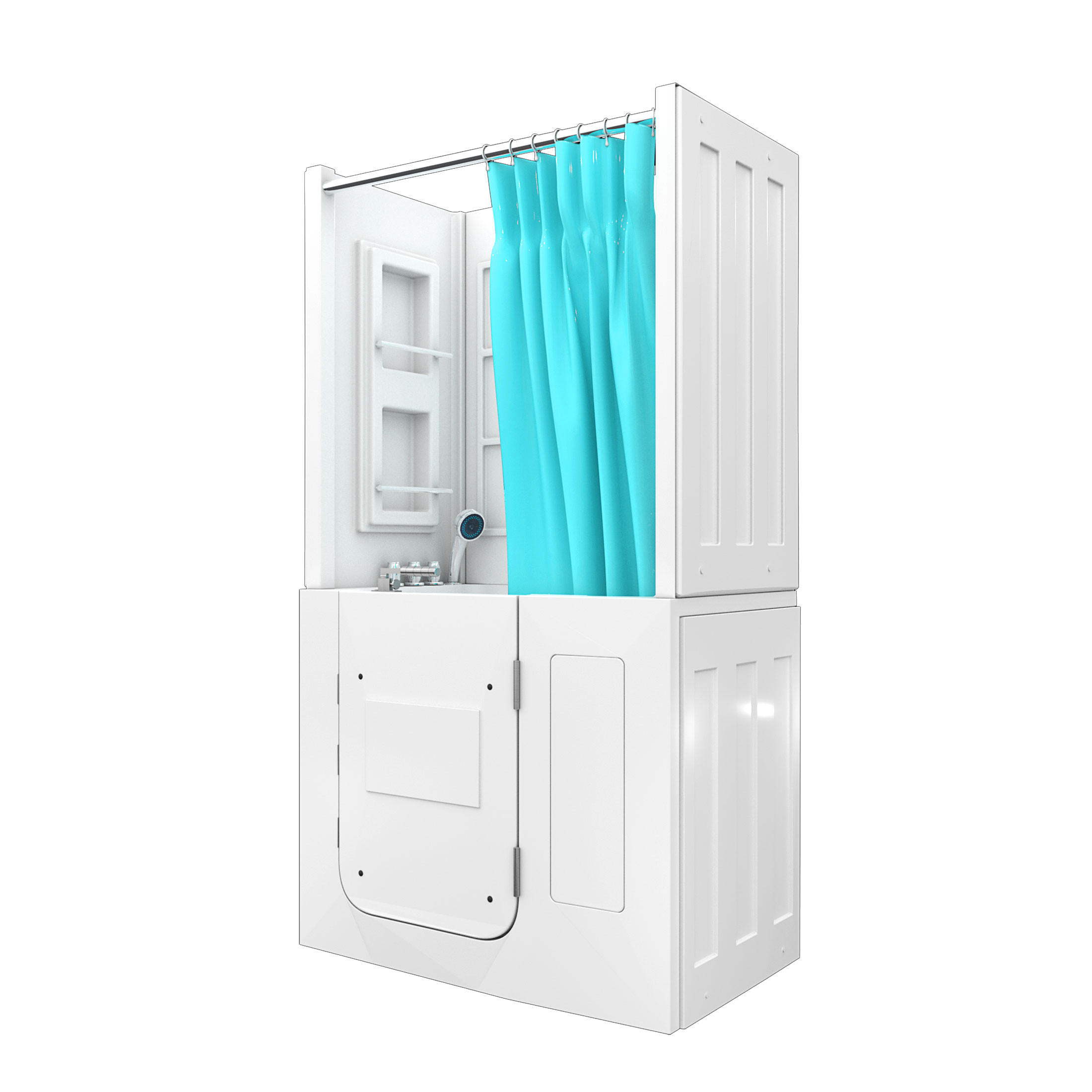 SENIORENDUSCHE S08D-TH-A-R Weiß - Weiß, Glas/Kunststoff (68/110/205cm) - AcquaVapore by Sandra Jentho