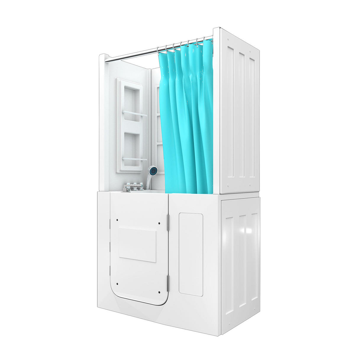 SENIORENDUSCHE S08D-TH-A-R Weiß - Weiß, Glas/Kunststoff (68/110/205cm) - AcquaVapore by Sandra Jentho