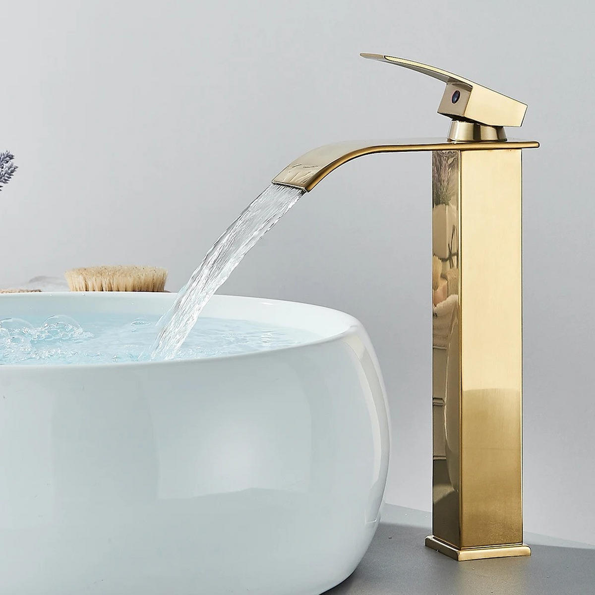 WASCHTISCHARMATUR Einzigen Griff Mixer Heißes Kaltes, Hoch, Gold - Goldfarben, Metall (10/27/5cm) - Kaket
