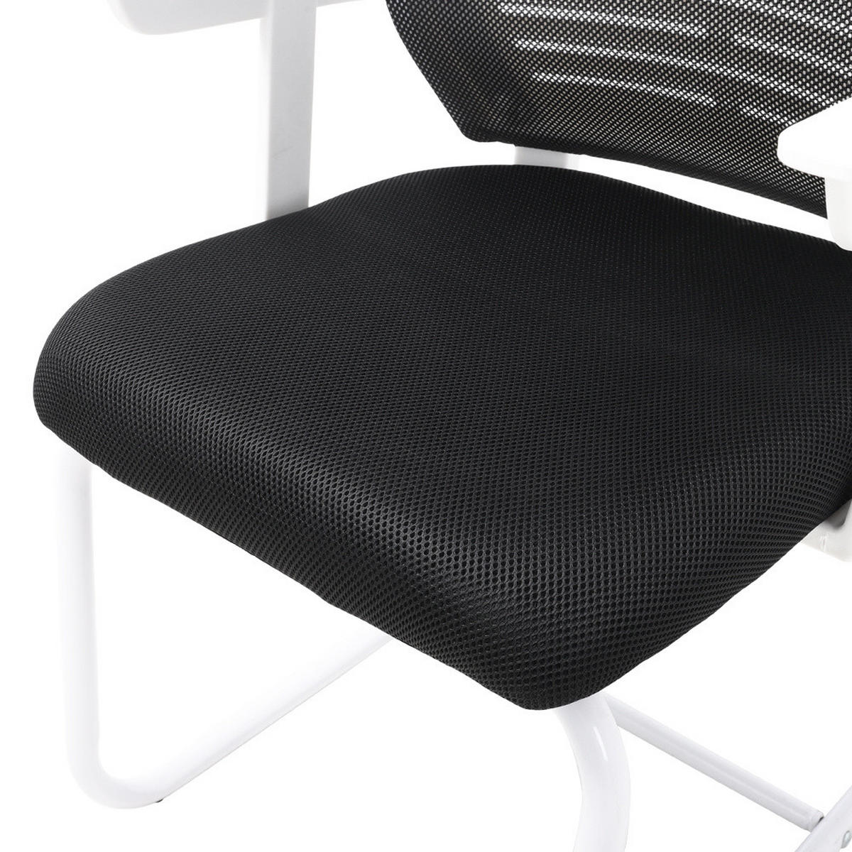 BÜROSTUHL 58/55/93 cm Ergonomisch Metall Schwarz - Schwarz/Weiß, Kunststoff/Textil (58/93/55cm) - Livingandhome