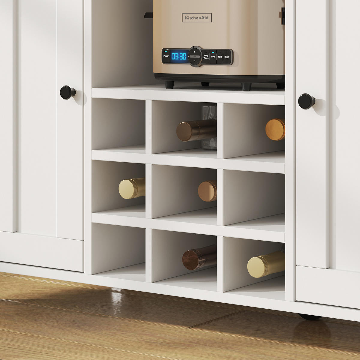 KÜCHENWAGEN 104x39.5x91.5cm Weiß mit 3 Schubladen & Weinrutsche - Weiß, Holzwerkstoff (104/91.5/39.5cm) - Modfu