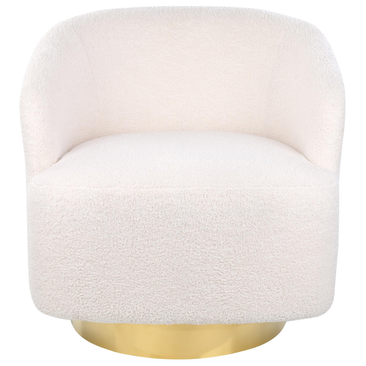 SESSEL Bouclé creme/gold mit Drehfunktion Lavik - Goldfarben/Weiß, Textil (73/71/75cm) - Beliani
