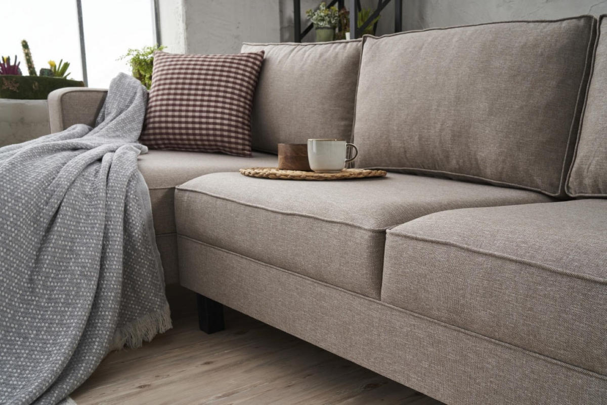 ECKSOFA mit elegantem Leinen-Bezug - Beige/Creme, Buchenholz/Textil (258/187cm) - myHomelando
