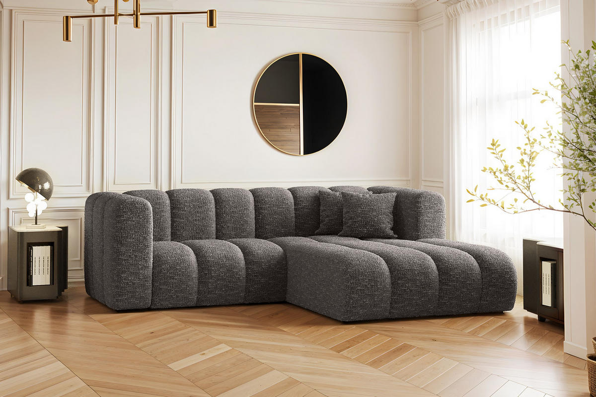 ECKSOFA L-form Sofa Grand modular stoff Haga Graphit Rechts - Dunkelgrau, Holz (227/179cm) - Kaiser Möbel