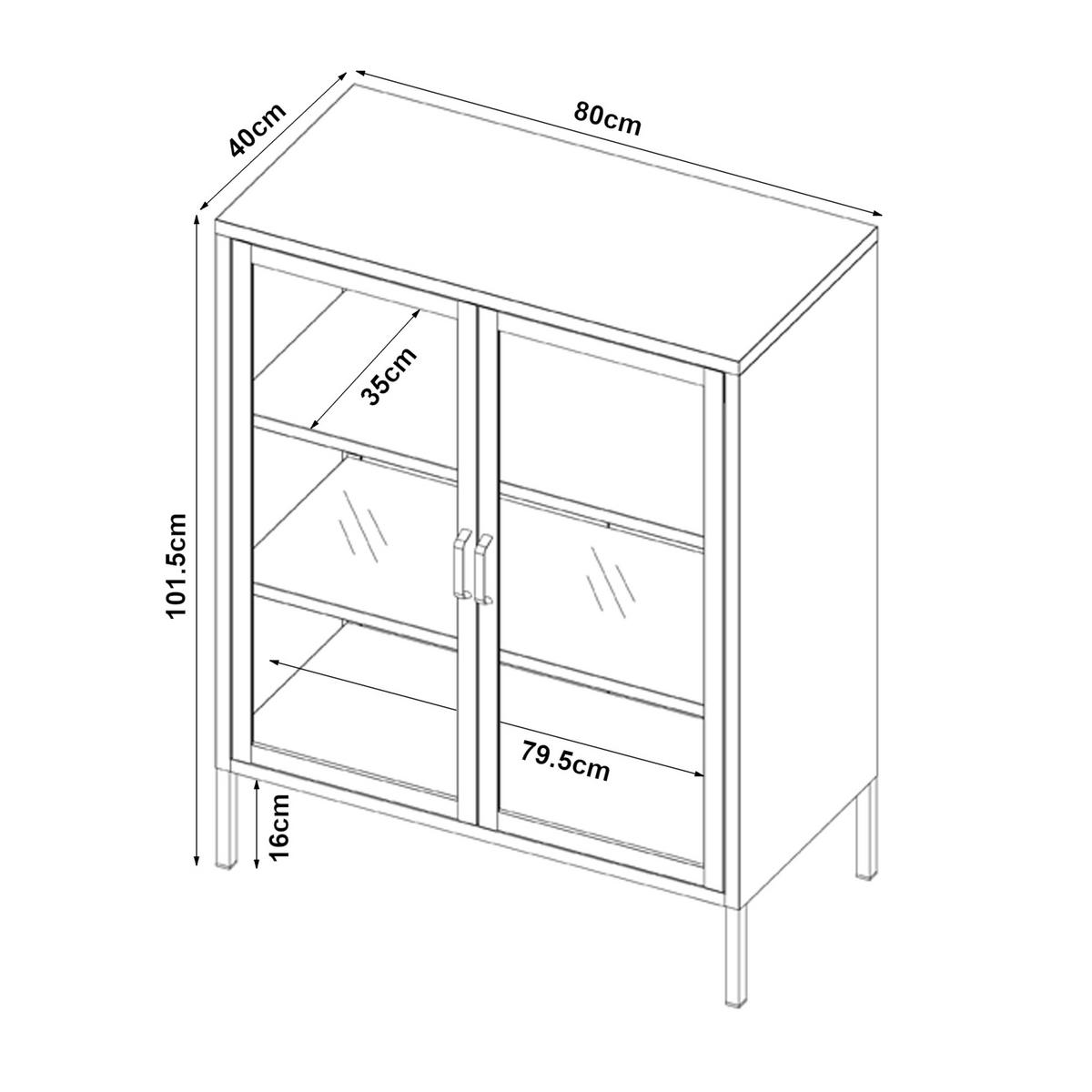 VITRINE Fauske - Schwarz, Metall (80/101.5/40cm) - [en.casa]