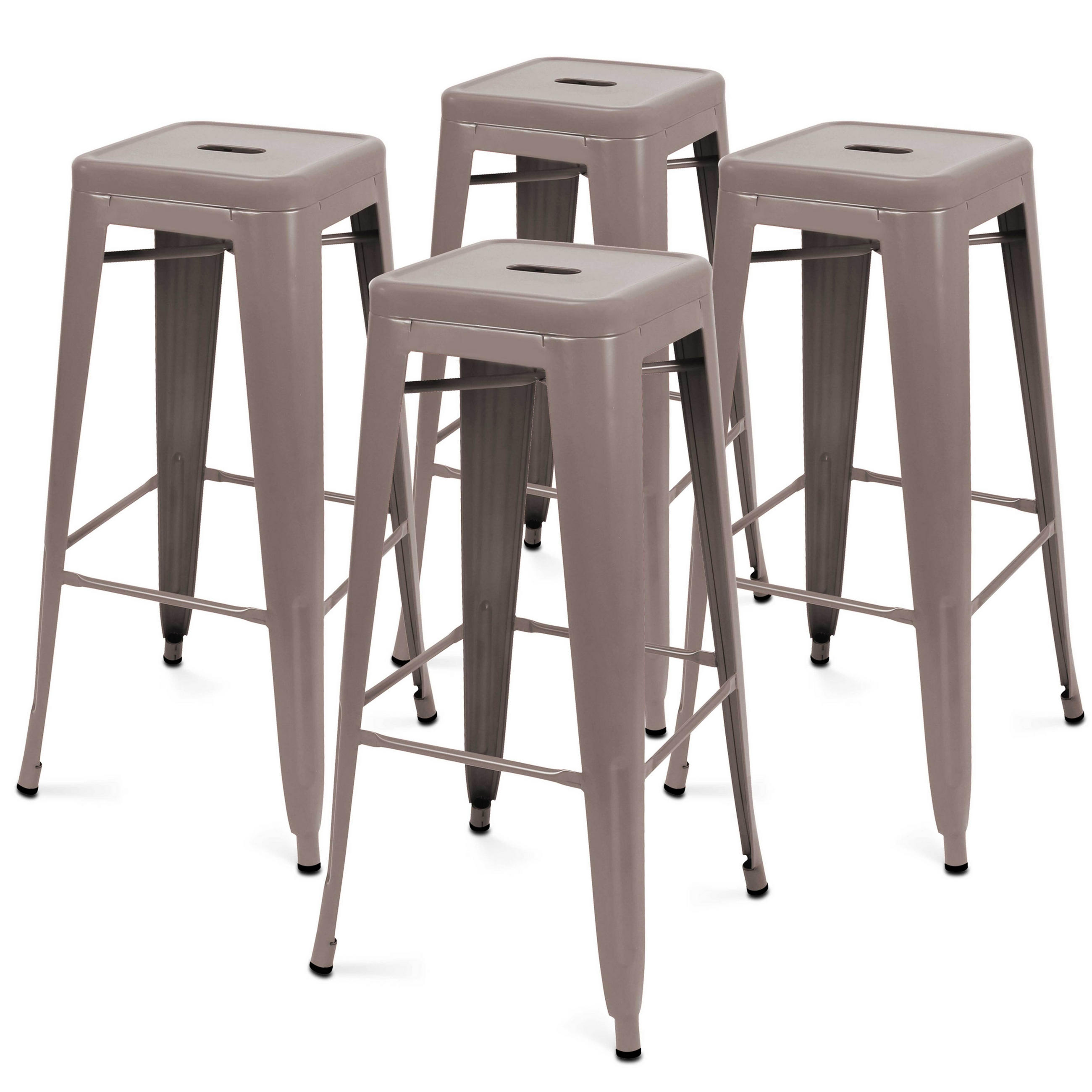 BARHOCKER 4-tlg., Taupe - Taupe, Metall (43/43cm) - Oviala