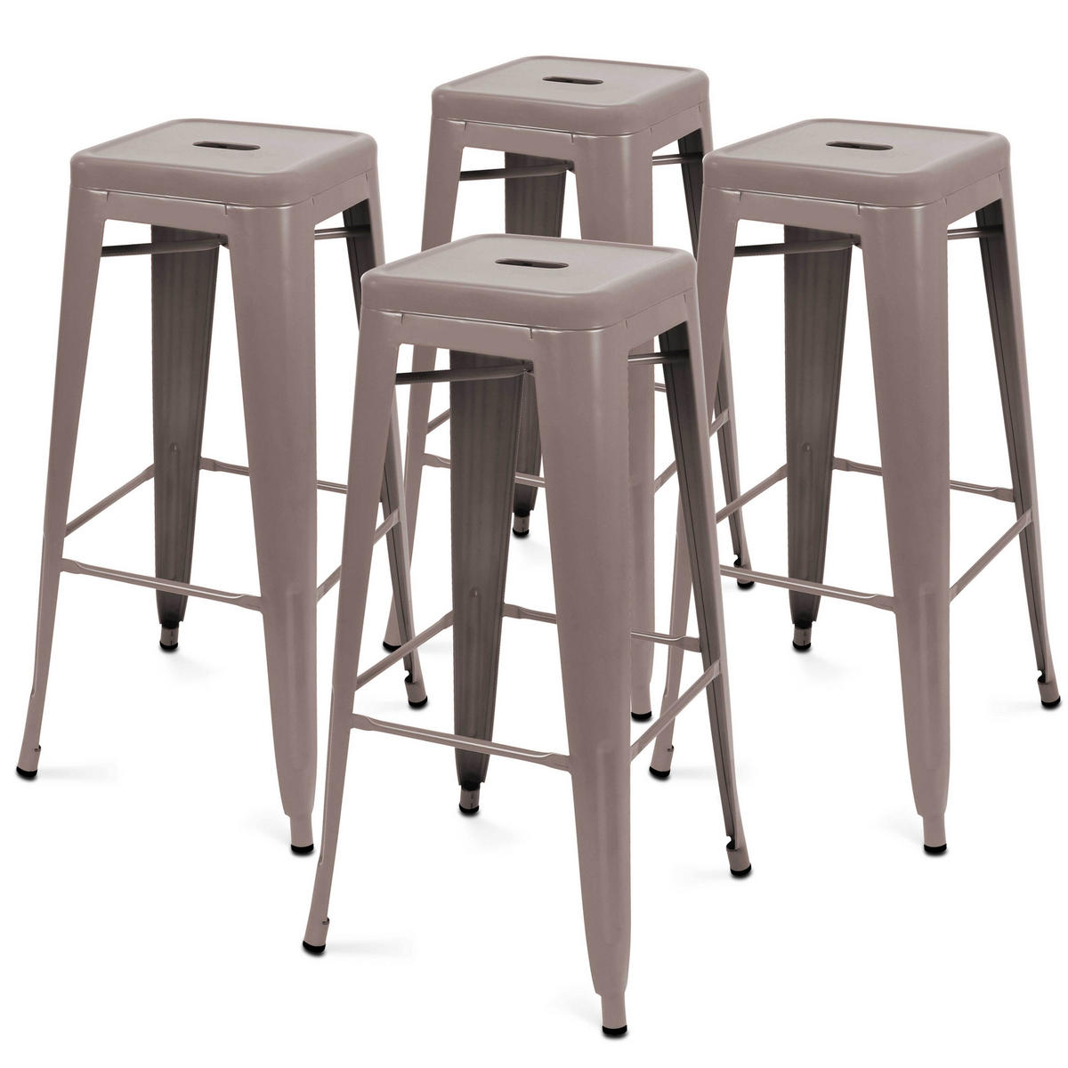 BARHOCKER 4-tlg., Taupe - Taupe, Metall (43/43cm) - Oviala