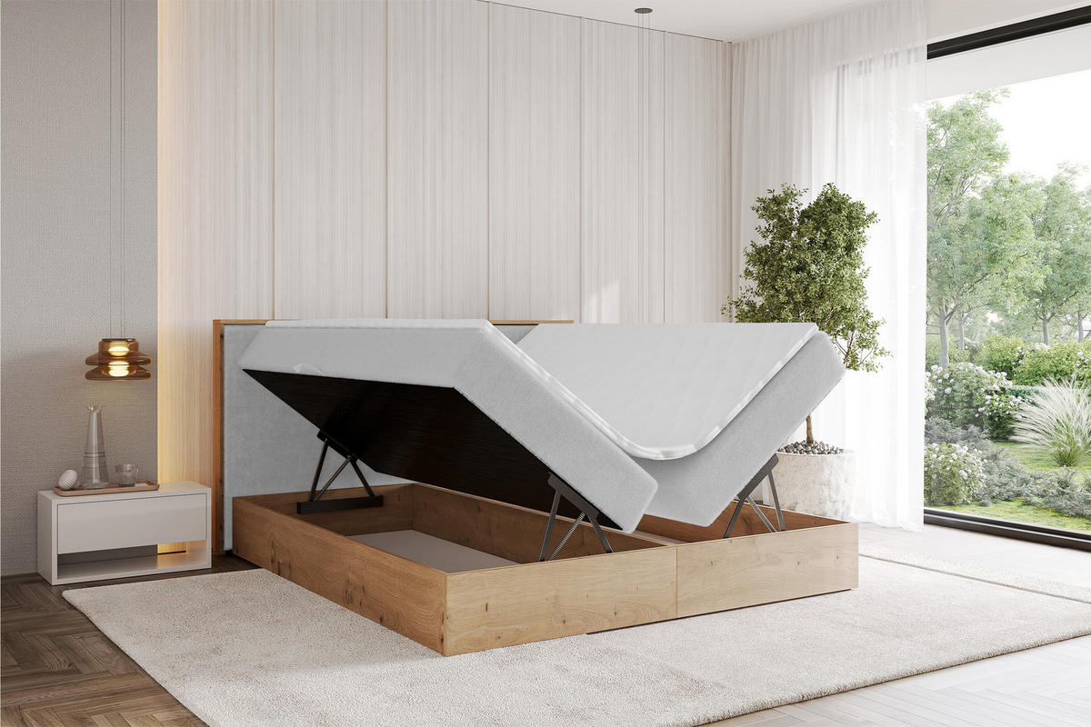BOXBETT LOLLI9 - 120x200 - H3 Hellgrau - Hellgrau, Holzwerkstoff (120/200cm) - ALTDECOR