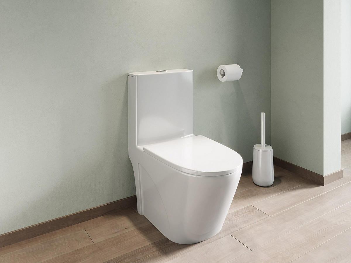 STAND-WC aus Keramik - Weiß glänzend - Ablauf waagerecht - NAGILAM - Weiß Hochglanz, Keramik (39/78.5/69cm) - Vente-Unique