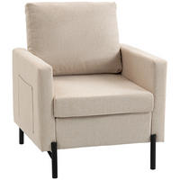 SESSEL DE-13514 mit Armlehnen, breite Sitzfläche Beige - Beige, Metall (73/87/77cm) - ComfortXL