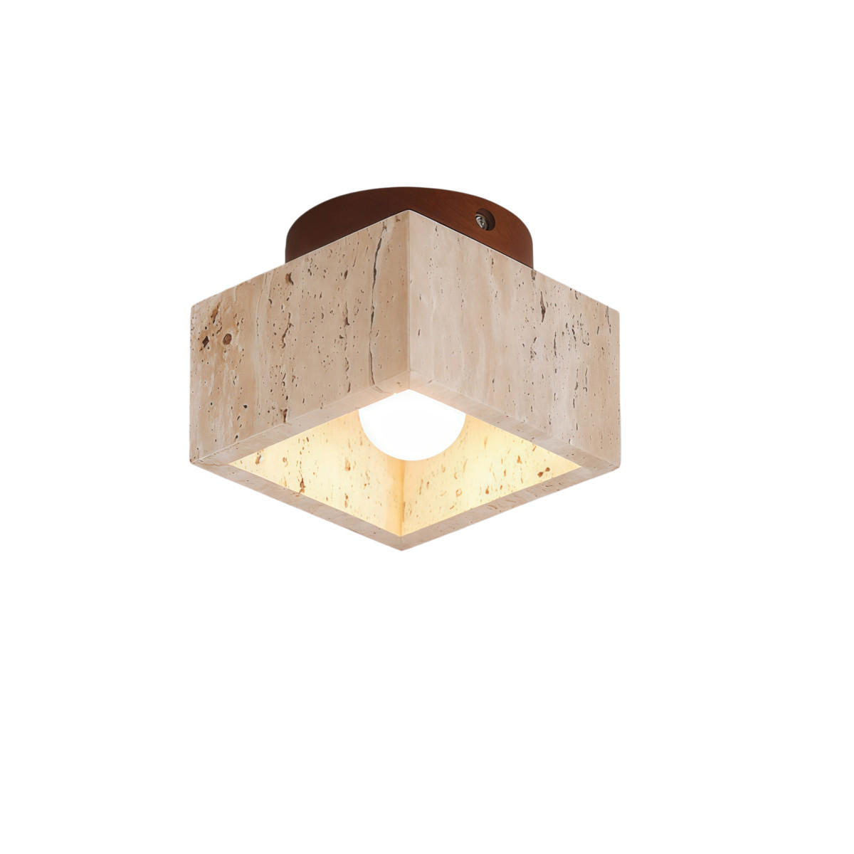 DECKENLEUCHTEN Mittelalter Wabi-Sabi Travertin gelb quadratisch / rund - Gelb, Stein (20/20/20cm) - Authentics