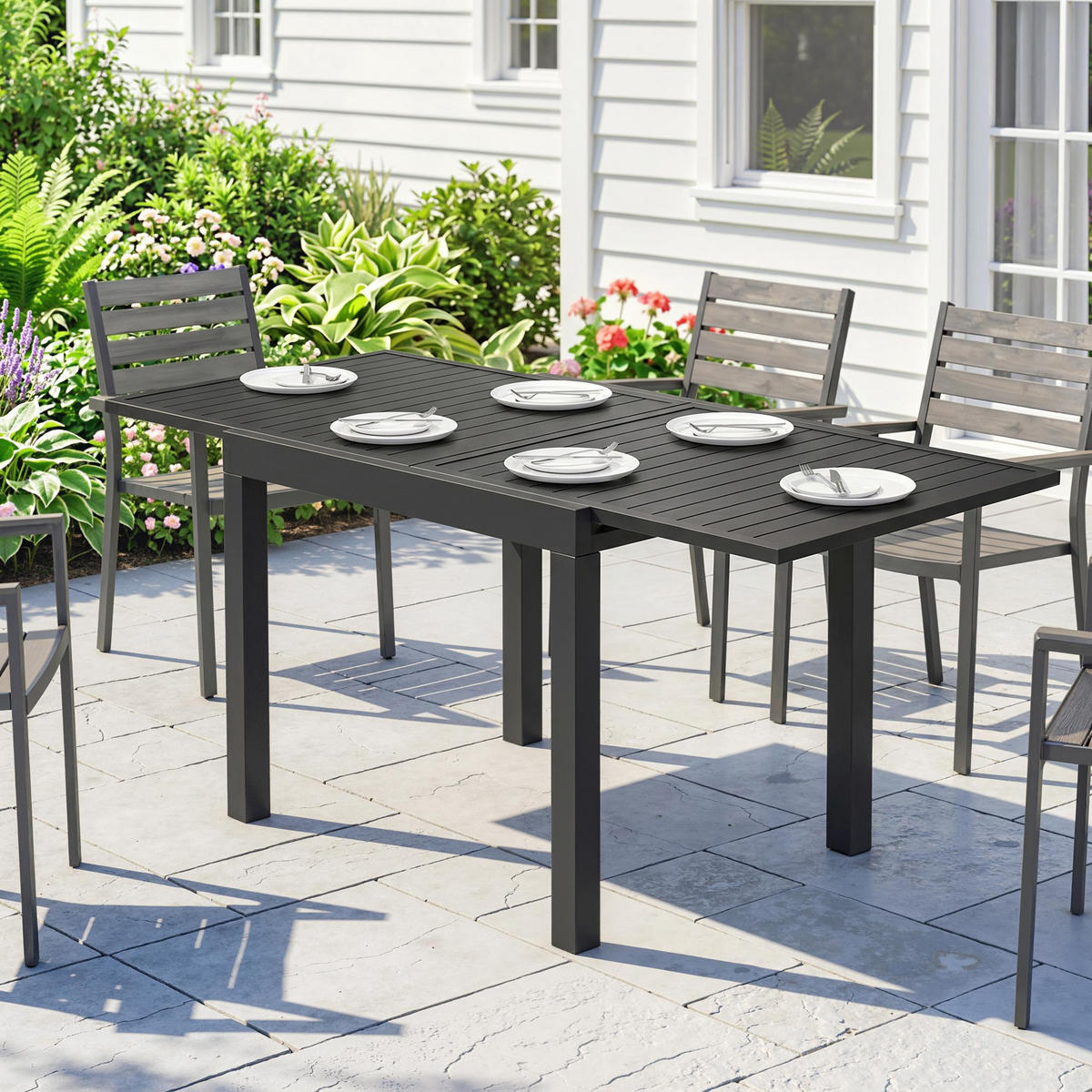 GARTENTISCH,SCHWARZ,1 Stück - Schwarz, Naturmaterialien (160/80/75cm) - GiPP