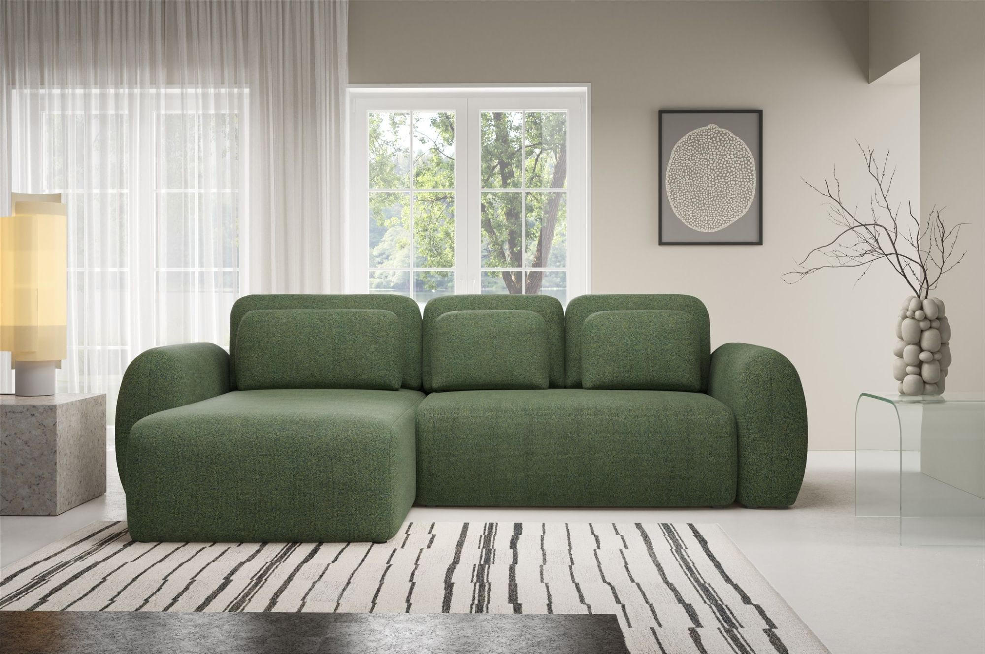 ECKSOFA Gaston Mit Schlaffunktion - Grün, Holzwerkstoff/Textil (304/190cm) - Fun Möbel