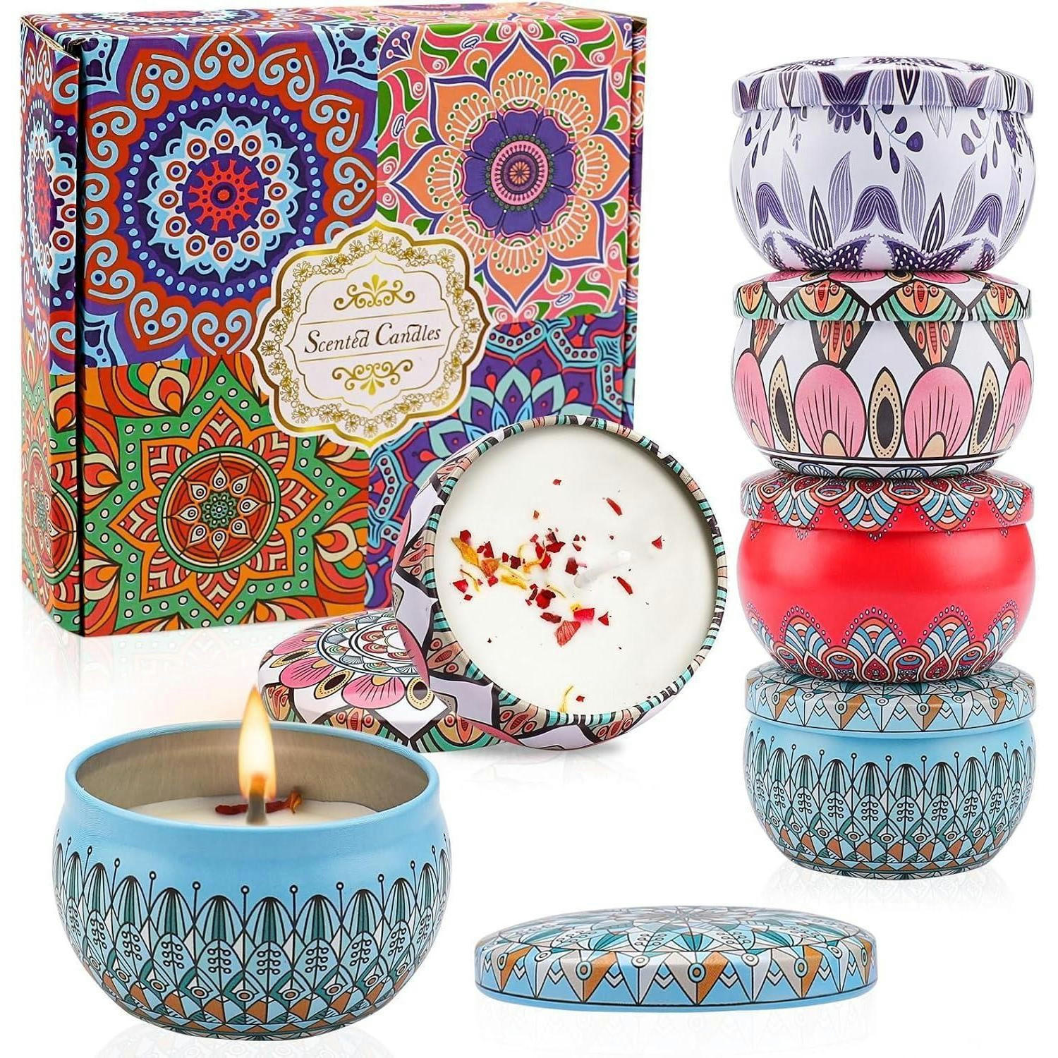 DUFTKERZEN 4-teiliges Set Sojawachs Aromatherapie - Multicolor, Paraffin (4cm)