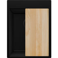 SPÜLBECKEN Oslo, 2-er set Alles Schwarz 38/50 cm 1 Becken + Ablauf-Set + Schneidebrett ab 40er Unterschrank - Beige/Schwarz, Kunststoff (38/20/50cm) - Primagran