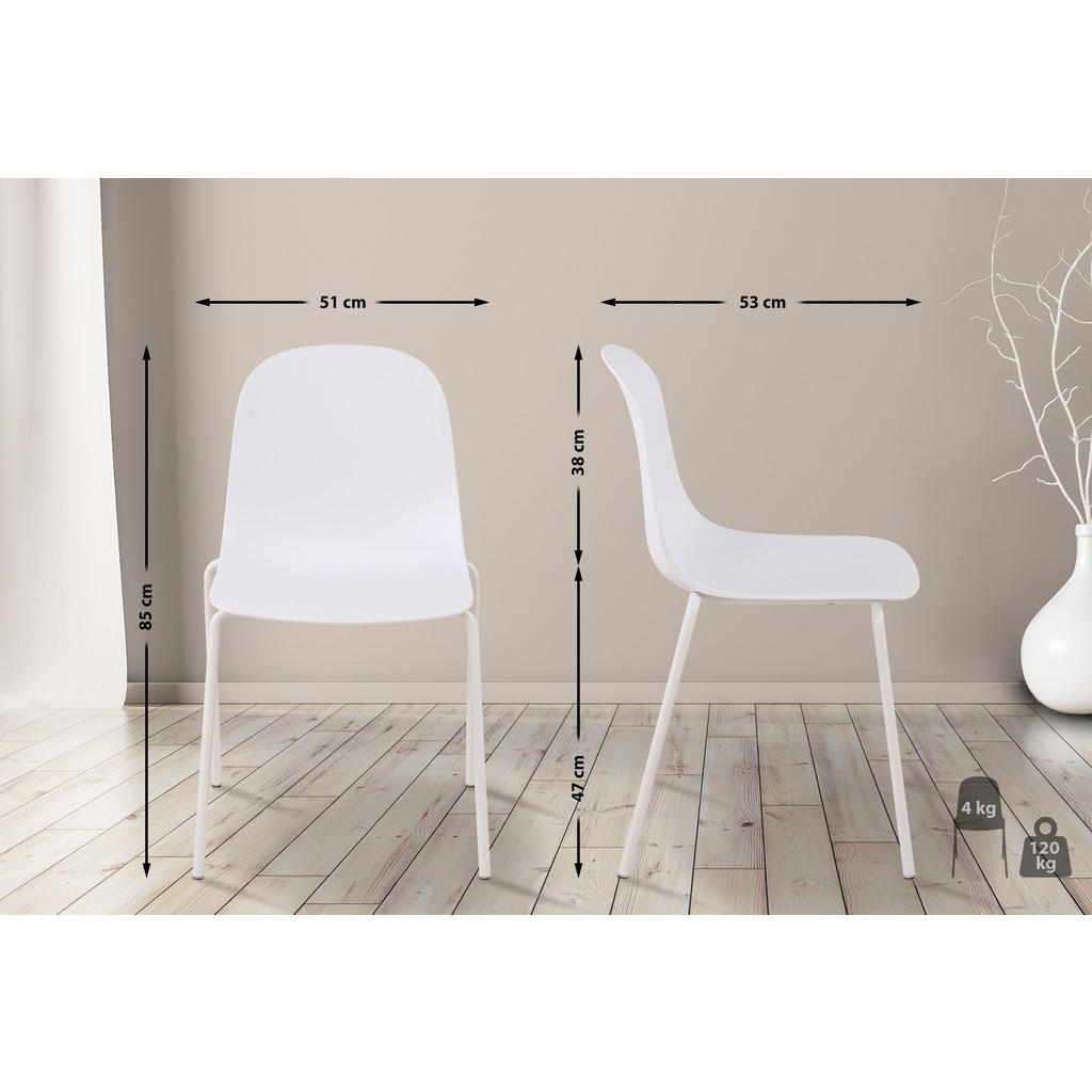 Thumbnail - CLP Stapelstuhl, Weiß, Kunststoff, 51x85x53 cm, Esszimmer, Stühle, Esszimmerstühle, Vierfußstühle