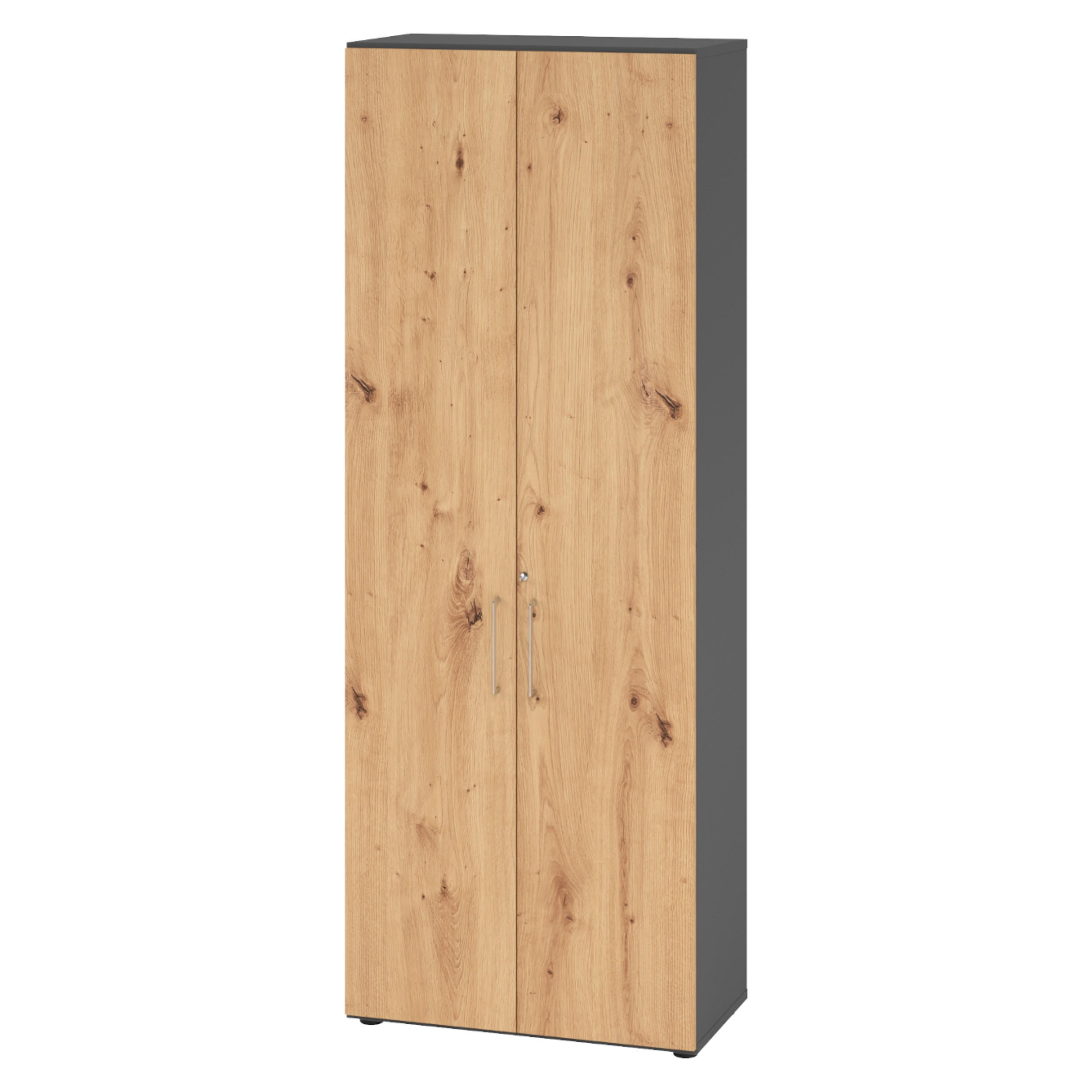 AKTENSCHRANK - 6 Ordnerhöhen 42/80/215,6 cm in Graphitfarben/Wildeiche - Wildeiche/Graphitfarben, Holzwerkstoff (80/215.6/42cm) - bümö