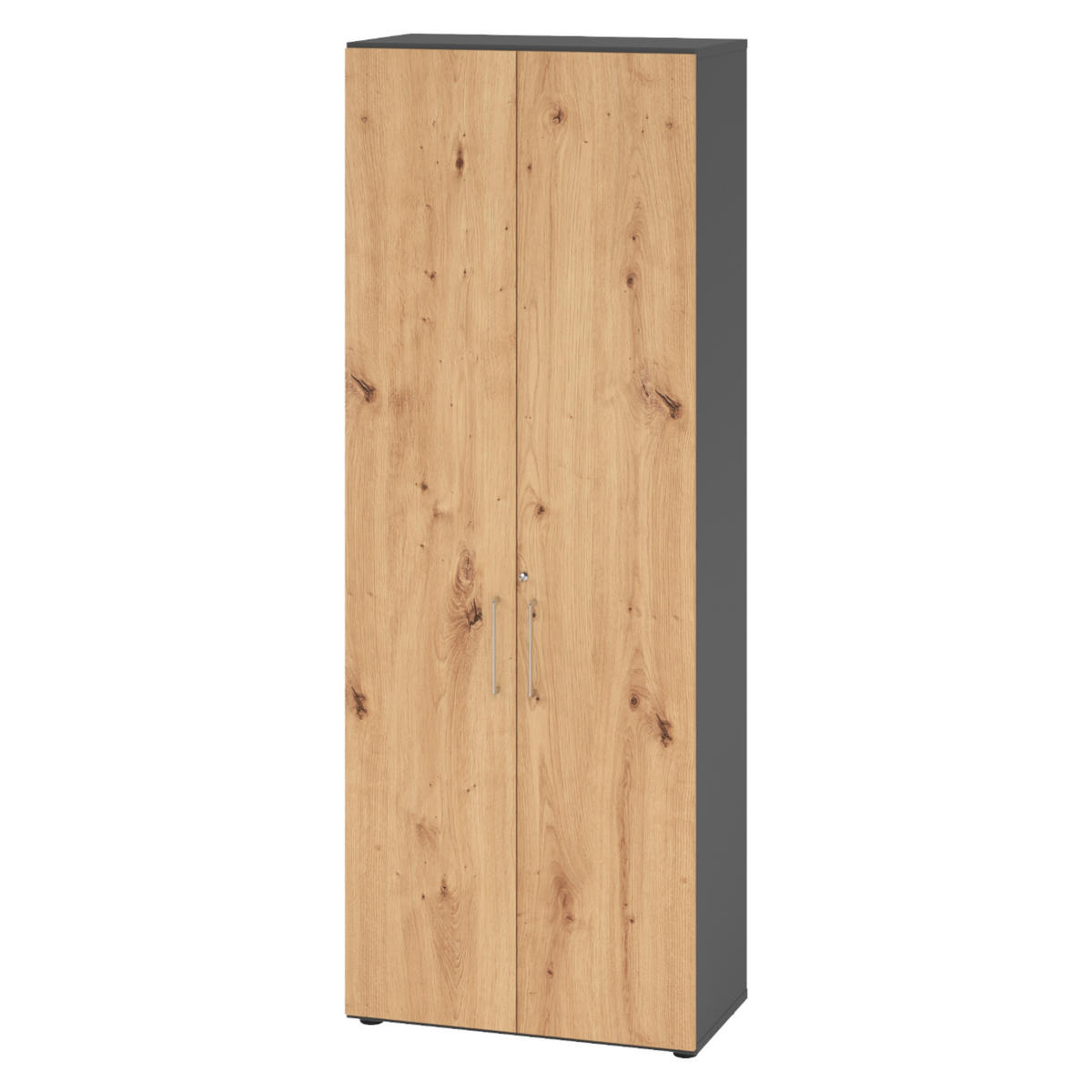 AKTENSCHRANK - 6 Ordnerhöhen 42/80/215,6 cm in Graphitfarben/Wildeiche - Wildeiche/Graphitfarben, Holzwerkstoff (80/215.6/42cm) - bümö