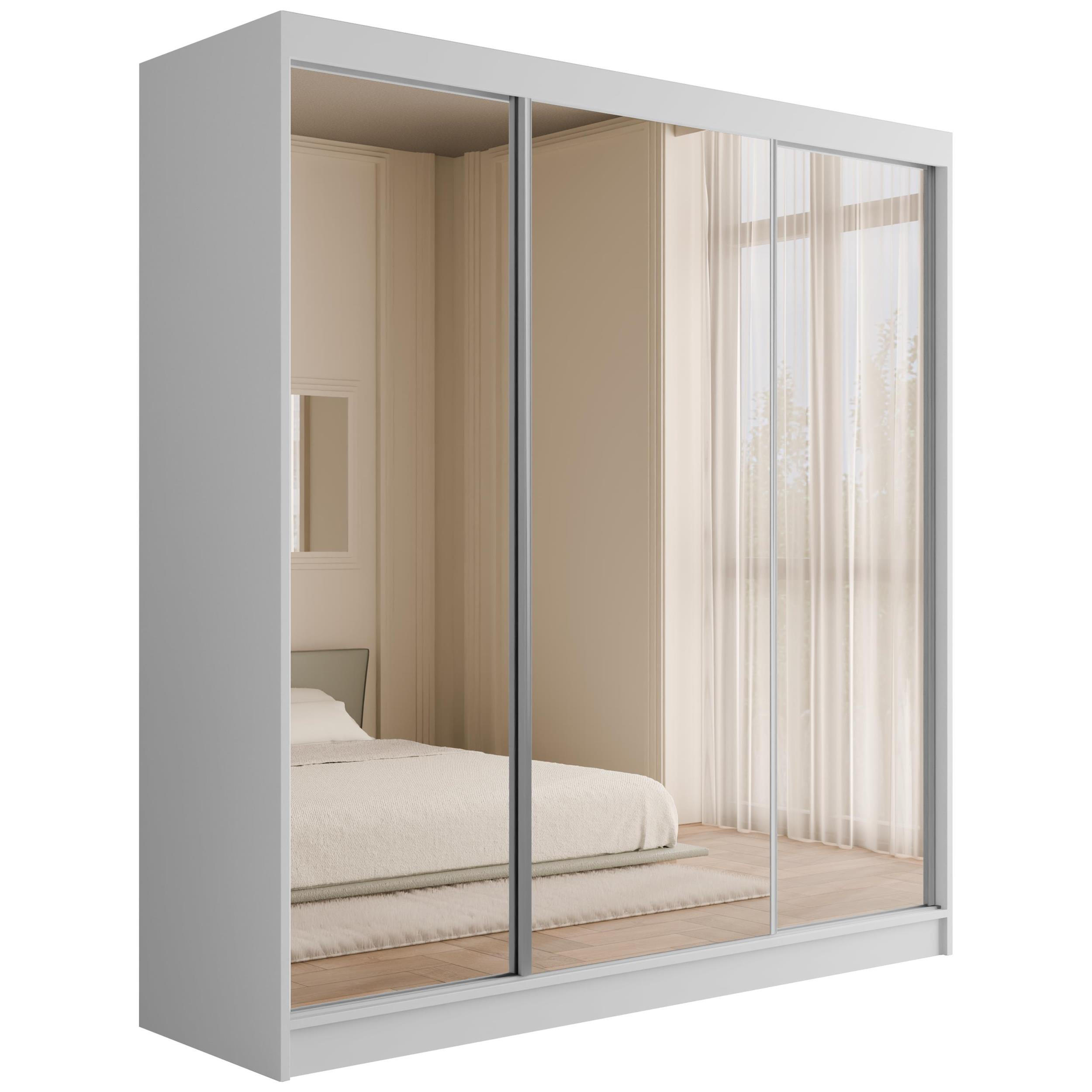 ALTDECOR ŠATNÍ SKŘÍŇ s zrcadlem V2-URBANO 215x200 cm bílá