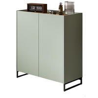 SCHUHSCHRANK Salbei grün, Artisan Eiche, Flur Kommode 90 x 97 cm, Soft-Close - Salbeigrün/Schwarz, Holzwerkstoff/Metall (90/97/38cm) - Inn.Furn