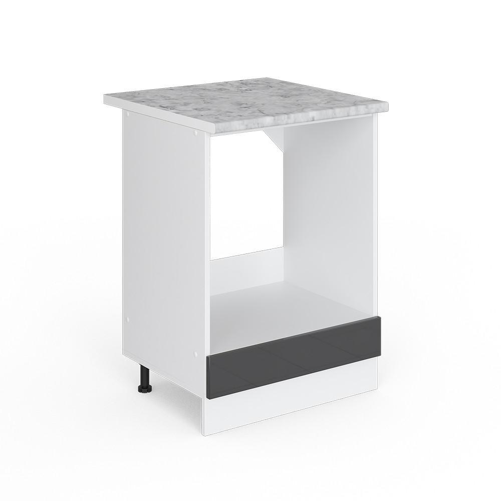 UNTERSCHRANK R-Line Anthrazit Hochglanz 60 cm mit Großnische mit AP - Schwarz Hochglanz/Weiß, Holzwerkstoff (60/81.6/60cm) - Vicco