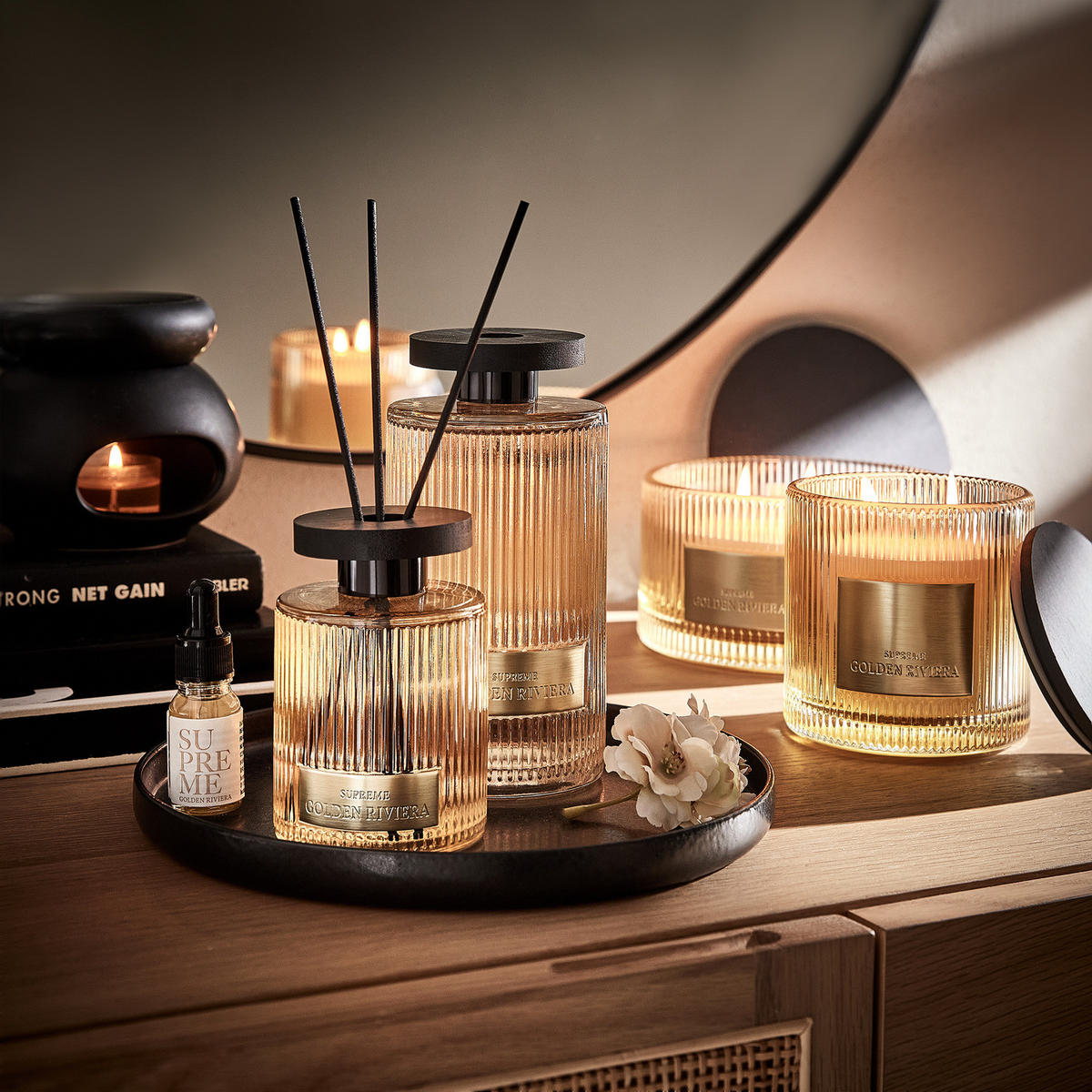 DUFTKERZE Supreme Golden Riviera - Beige, Glas (8cm) - Butlers