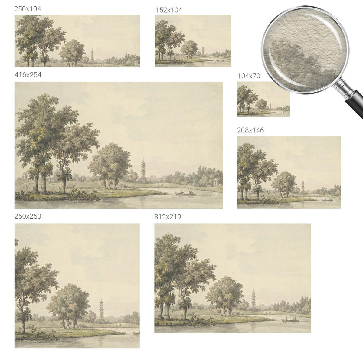 FOTOTAPETE 104x70 cm - Ein ruhiger Park - Grau, Textil (104/70cm) - Wallfluent