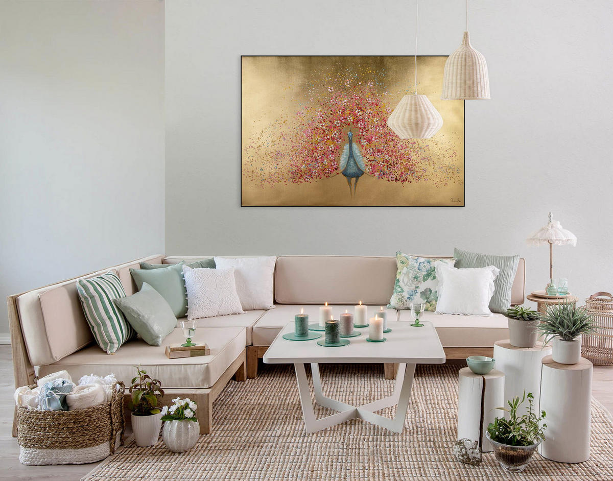 ÖLGEMÄLDE 120/80 cm - Pink/Goldfarben, Holz/Textil (1.92/80cm) - KUNSTLOFT