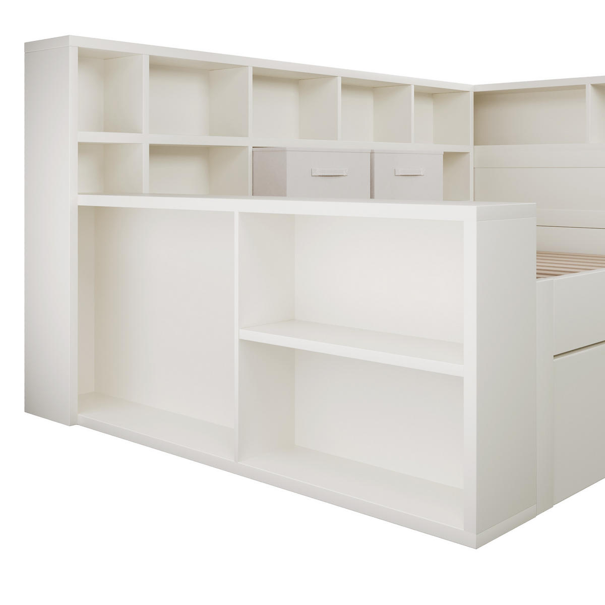 STAURAUMBETT 140/200 cm DE-32530 mit Ausziehbett Weiß - Weiß, Holz (140/200cm) - ComfortXL