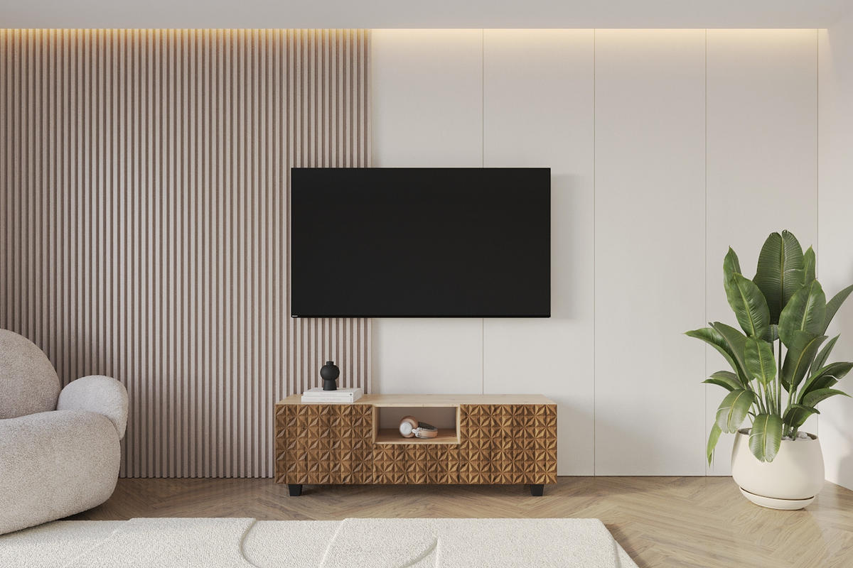 LOWBOARD VIRA-S 140x40x41 cm - Artisan / Katania - Eiche Wotan/Schwarz, Holzwerkstoff (140/50/41cm) - ALTDECOR