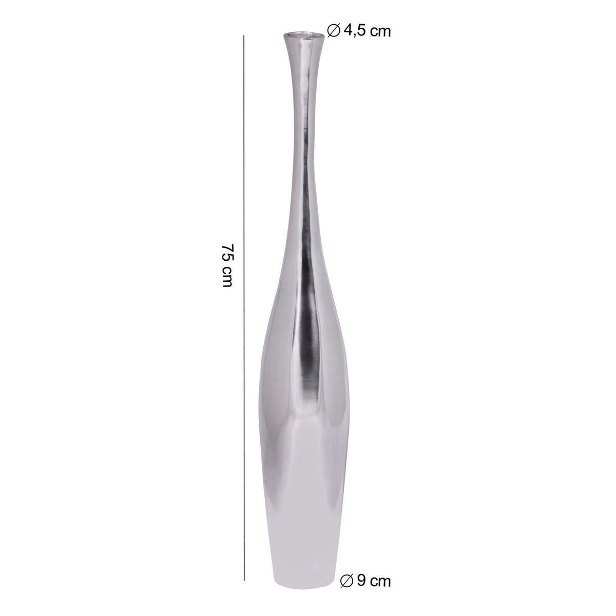 VASE Aluminium Modern Stil 100 cm hoch Silber handgefertigt - Silberfarben, Metall (75cm) - KADIMA DESIGN