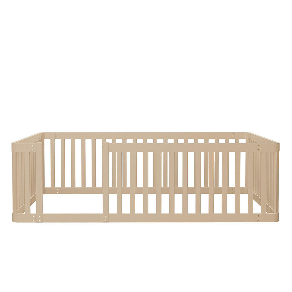 PLATTFORMBETT 90x200 cm mit Zaun, Cream - Creme, Holz (90/200cm) - KOMHTOM
