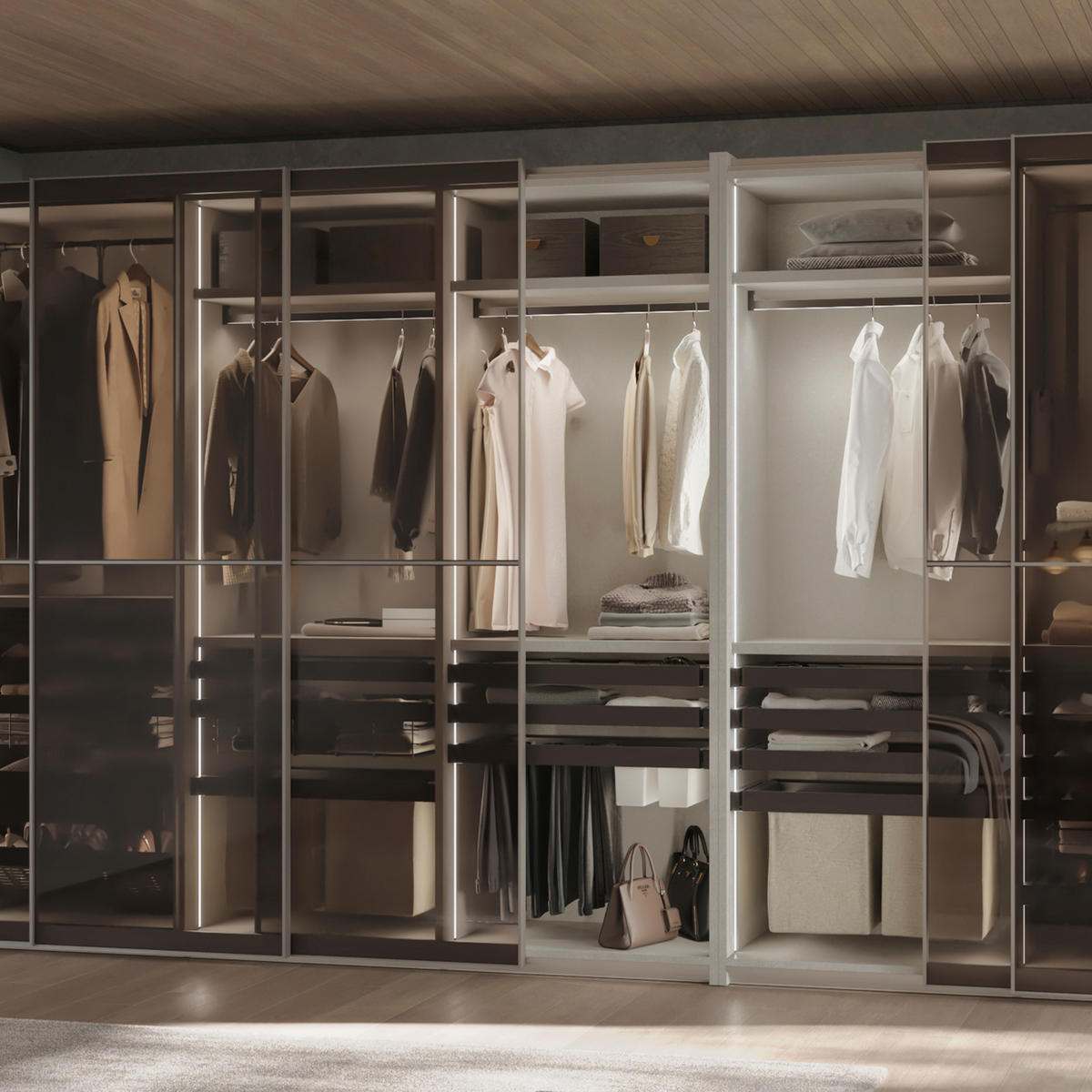GARDEROBENSTANGEN Luxe 2x1,15 m Aluminium und Kunststoff Titan - Titanfarben, Metall (1.5/2.7/115cm) - EMUCA