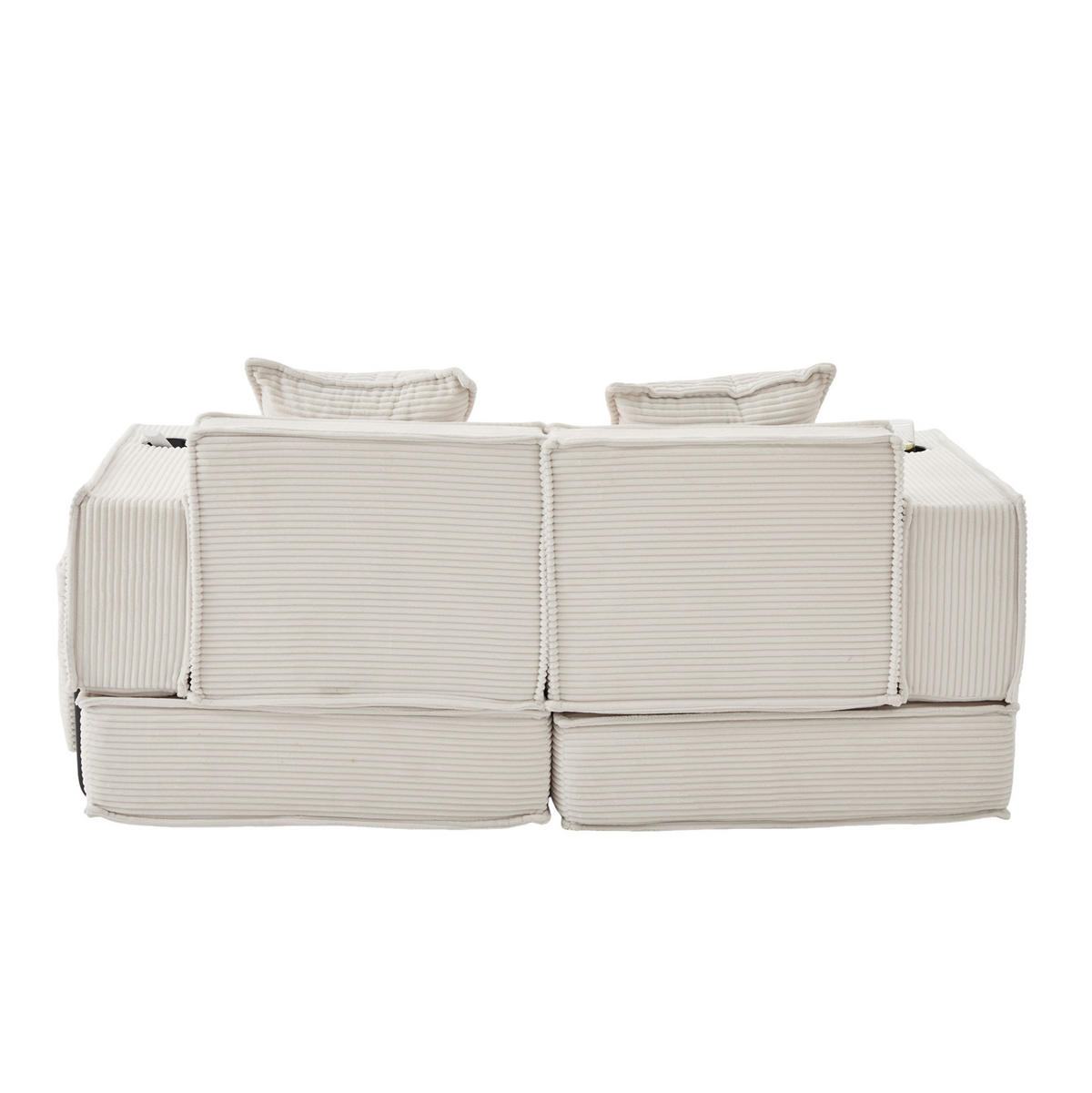 2-SITZER-SOFA aus Cord 162x78x66 cm Beige mit 2 Kissen, Seitentaschen und modularem Aufbau - Beige, Textil (162/66/78cm) - Modfu