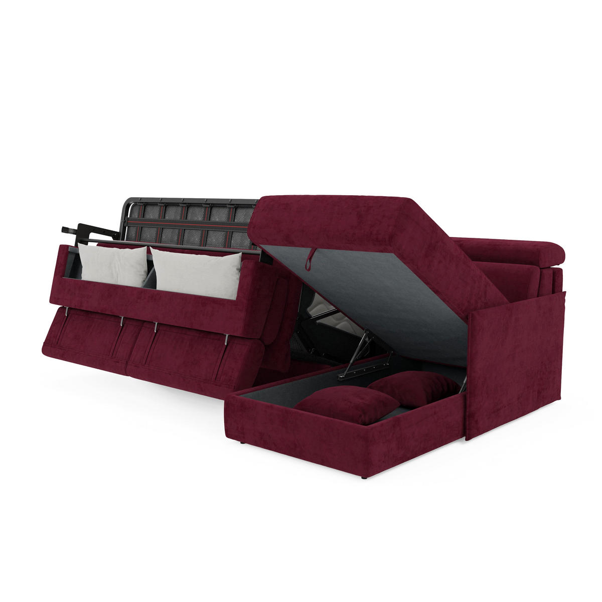 ECKSOFA Miryam - Bordeaux, Metall (232/98cm) - Divani.store