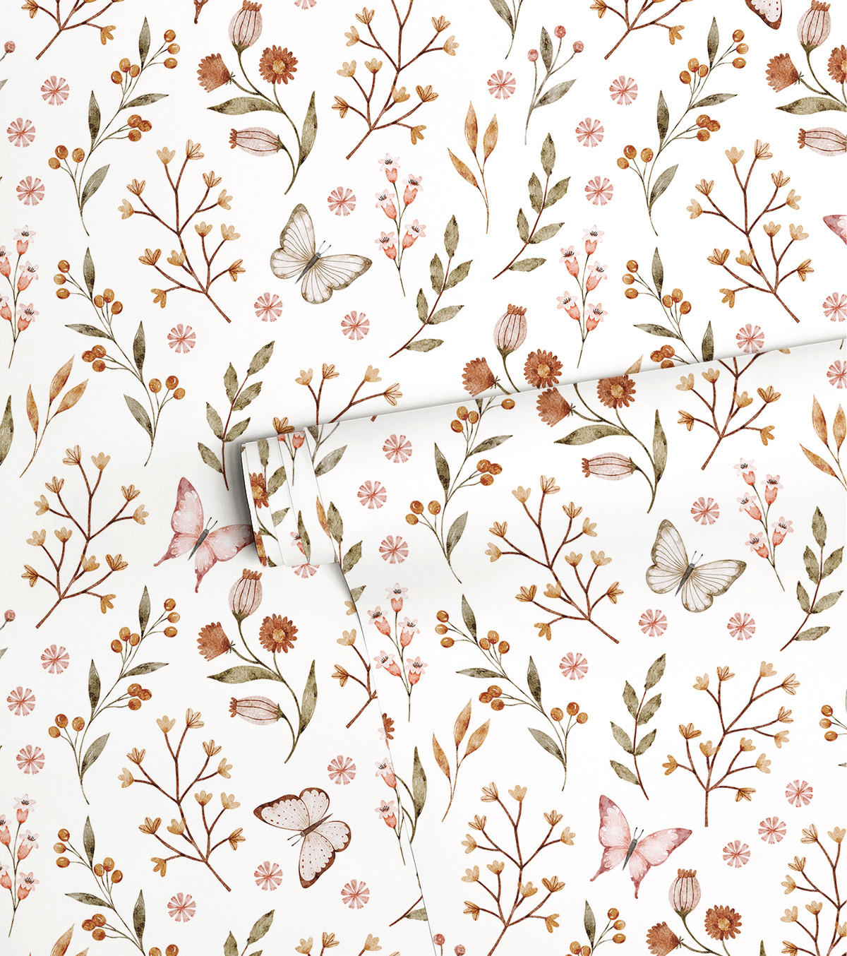 VLIESTAPETE Coccinella Blumen und Schmetterlinge 50 cm x 10 m rosa/rot - Pink/Rot, Papier (50/1000cm) - Lilipinso