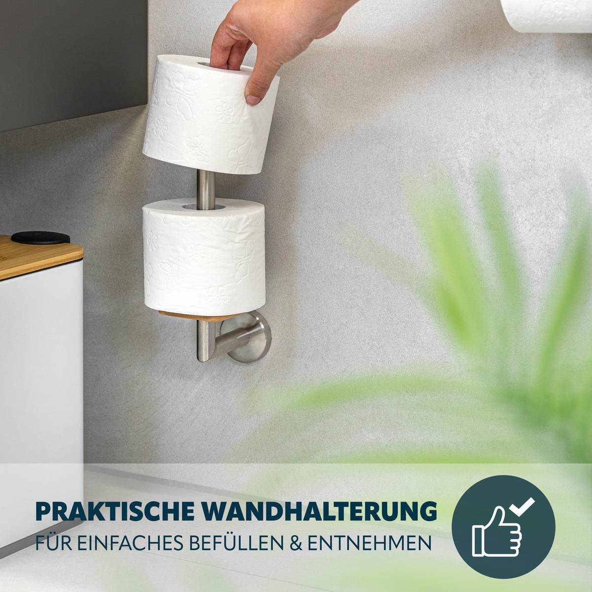 ERSATZROLLENHALTER PIAZZA, Edelstahl und Bambus - Braun, Metall (7.5/28.5/12cm) - bremermann