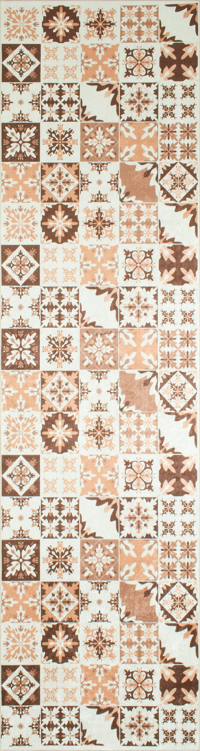 KÜCHENTEPPICH mit orangefarbenem Zementfliesenmuster Azulejo 80x300 cm - Orange, Textil (80/300cm) - Nazar Rugs