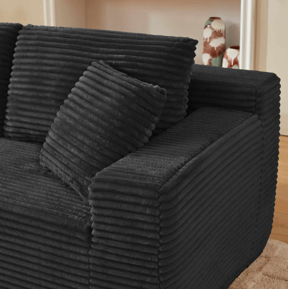 SOFA modular 2-teilig Schwarz - Schwarz, Textil (163/252.5cm) - Meubliv