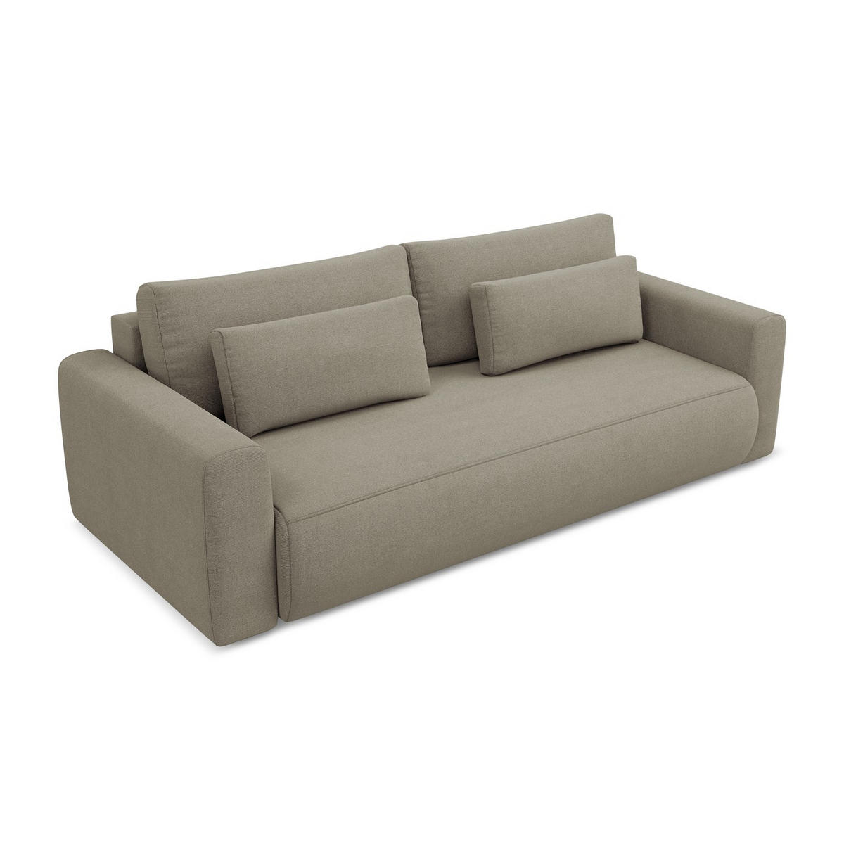 3-SITZER SOFA mit Schlaffunktion Strukturstoff Stoff Beige - Beige/Schwarz, Kunststoff/Textil (238/82/105cm) - LaMiaSofa