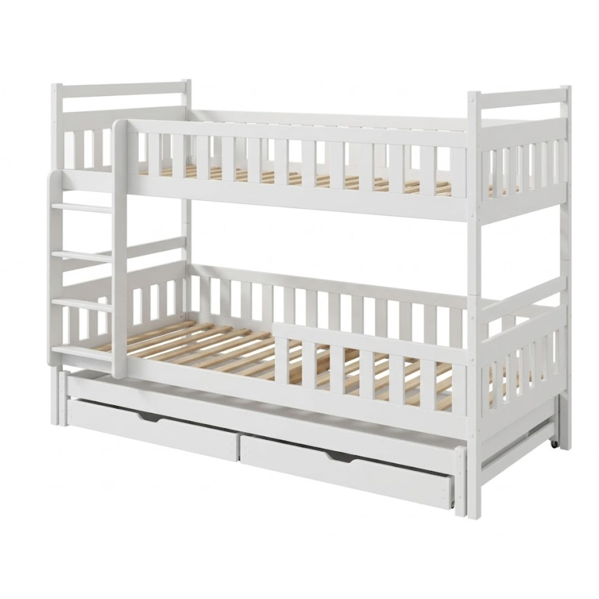 ETAGENBETT mit Schubladen und Ausziehbett 90x200 in Weiß - Weiß, Holz (90/200cm) - Kids Collective