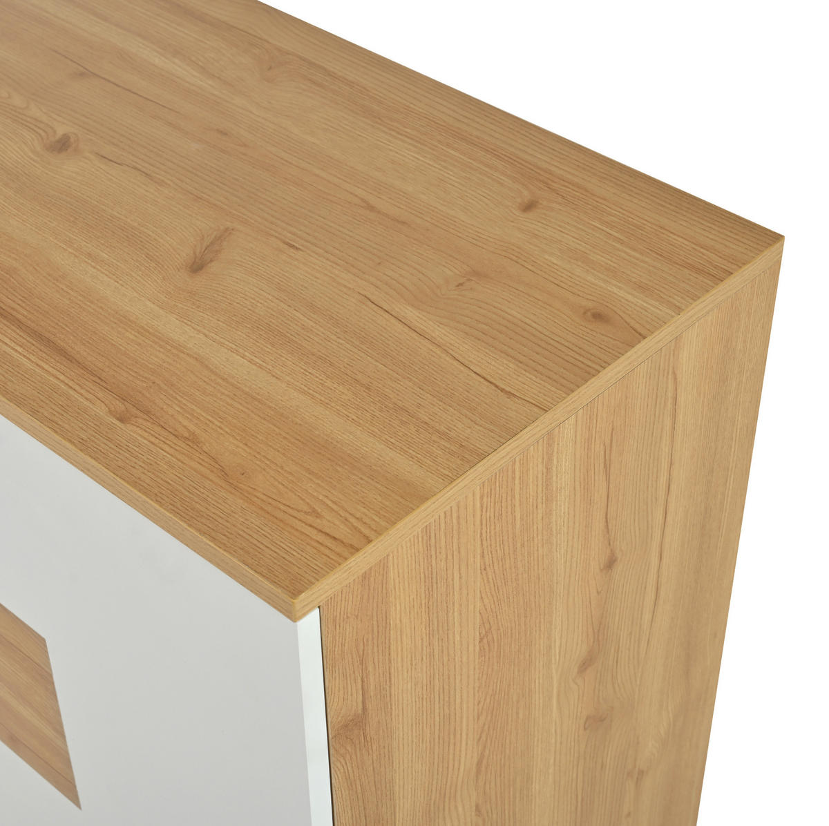 SIDEBOARD aus MDF 160x40x77 cm Holzfarbe/Weiß mit LED-Beleuchtung und 4 Schubladen - Naturfarben, Holzwerkstoff (160/77/40cm) - IVMEU