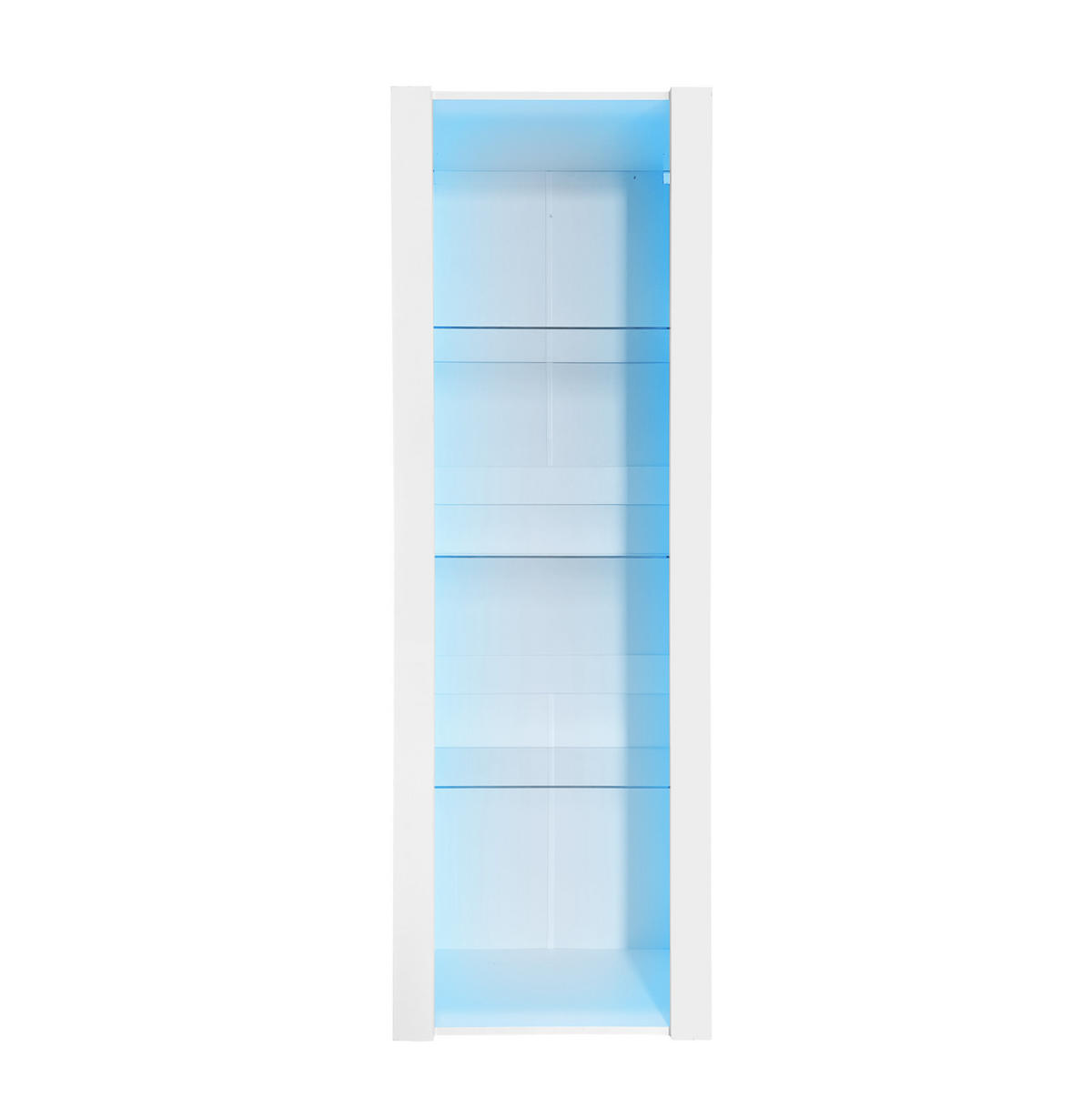 VITRINE 55/38/166 cm in Weiß Hochglanz mit LED-Beleuchtung und 3 Glasböden - Weiß, Holzwerkstoff (55/166/38cm) - Flora Grace