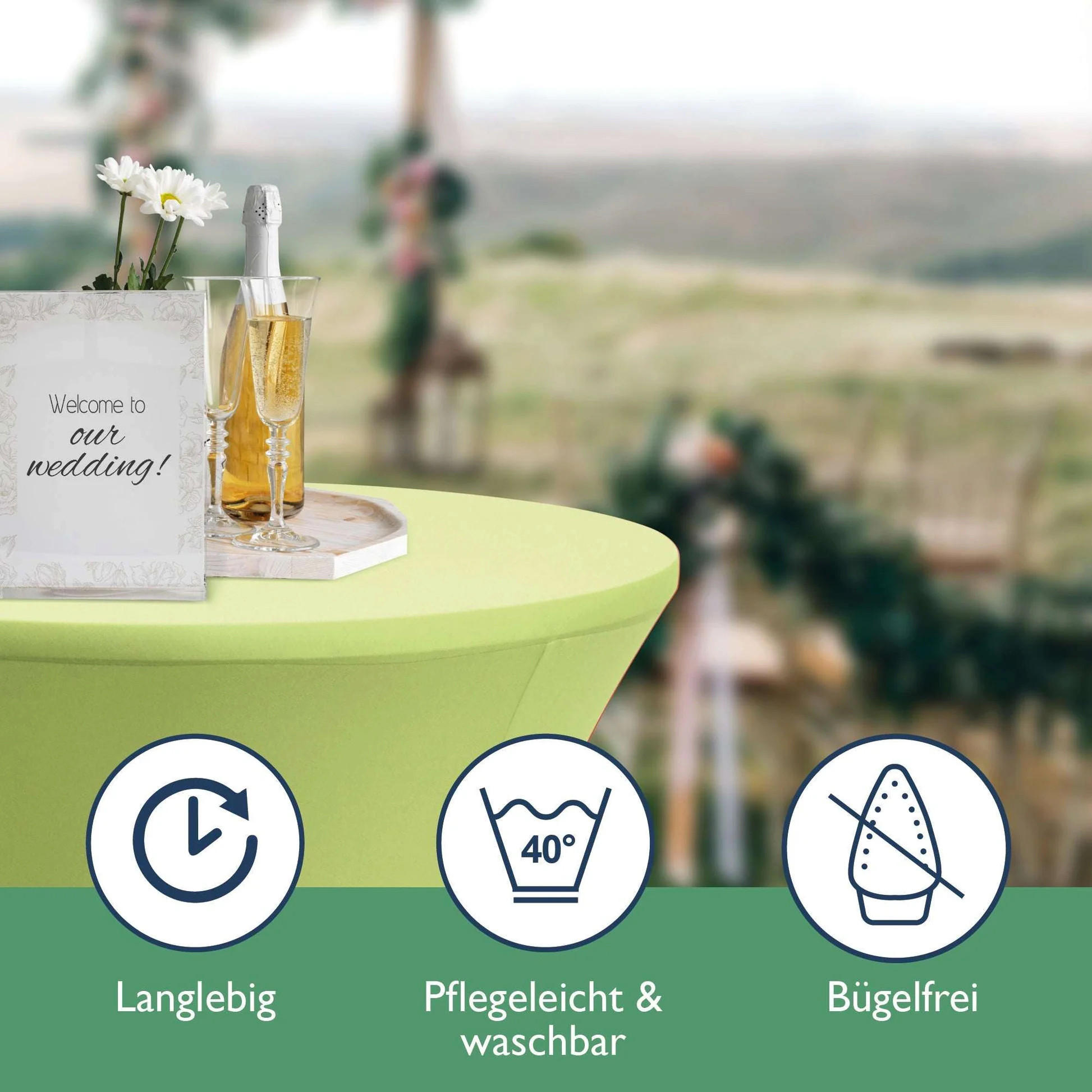 STEHTISCHHUSSE Stella Ø 80cm Hellgrün (2tlg) - Hellgrün, Textil (800/120cm) - Beautissu 